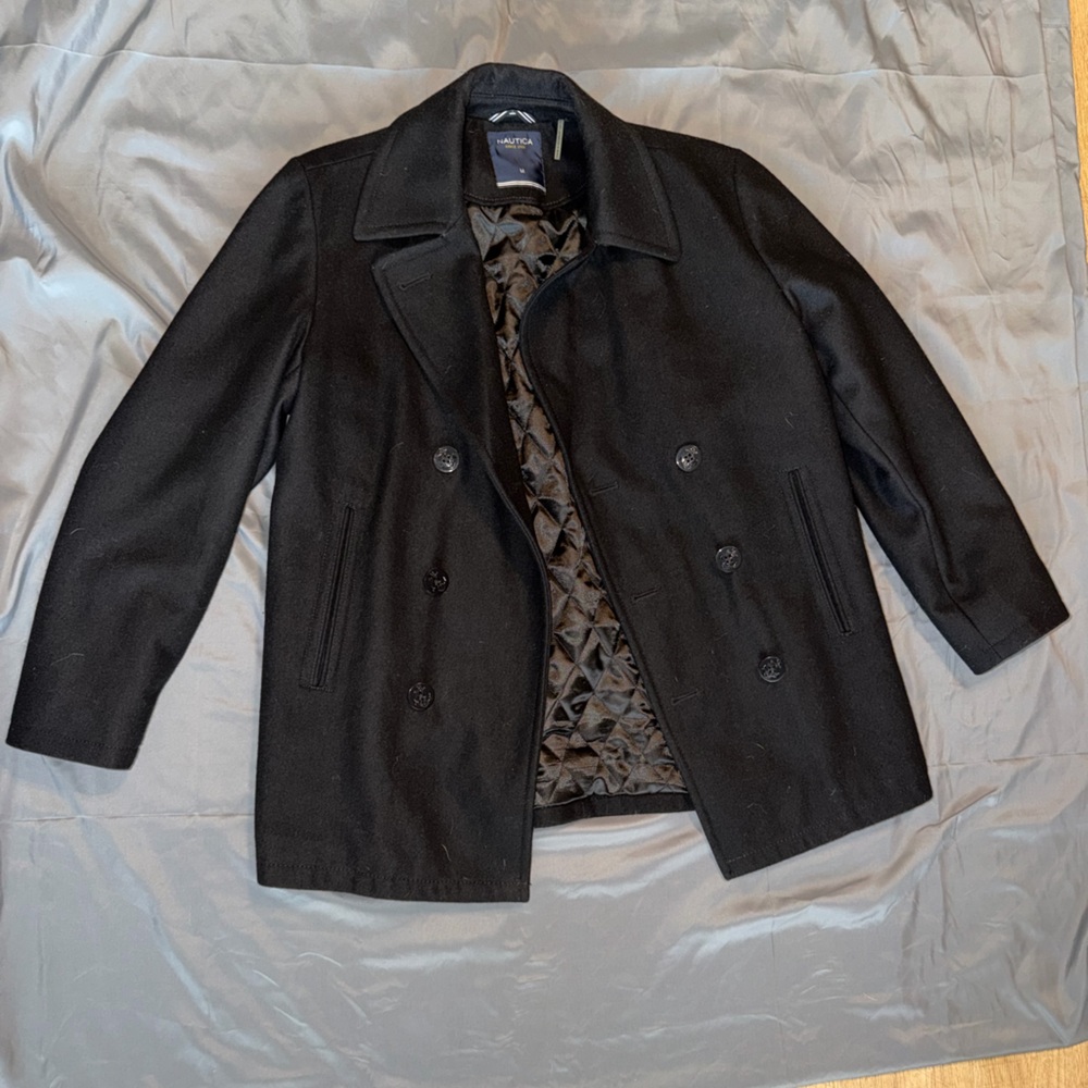 Nautica Black Double Breasted peacoat